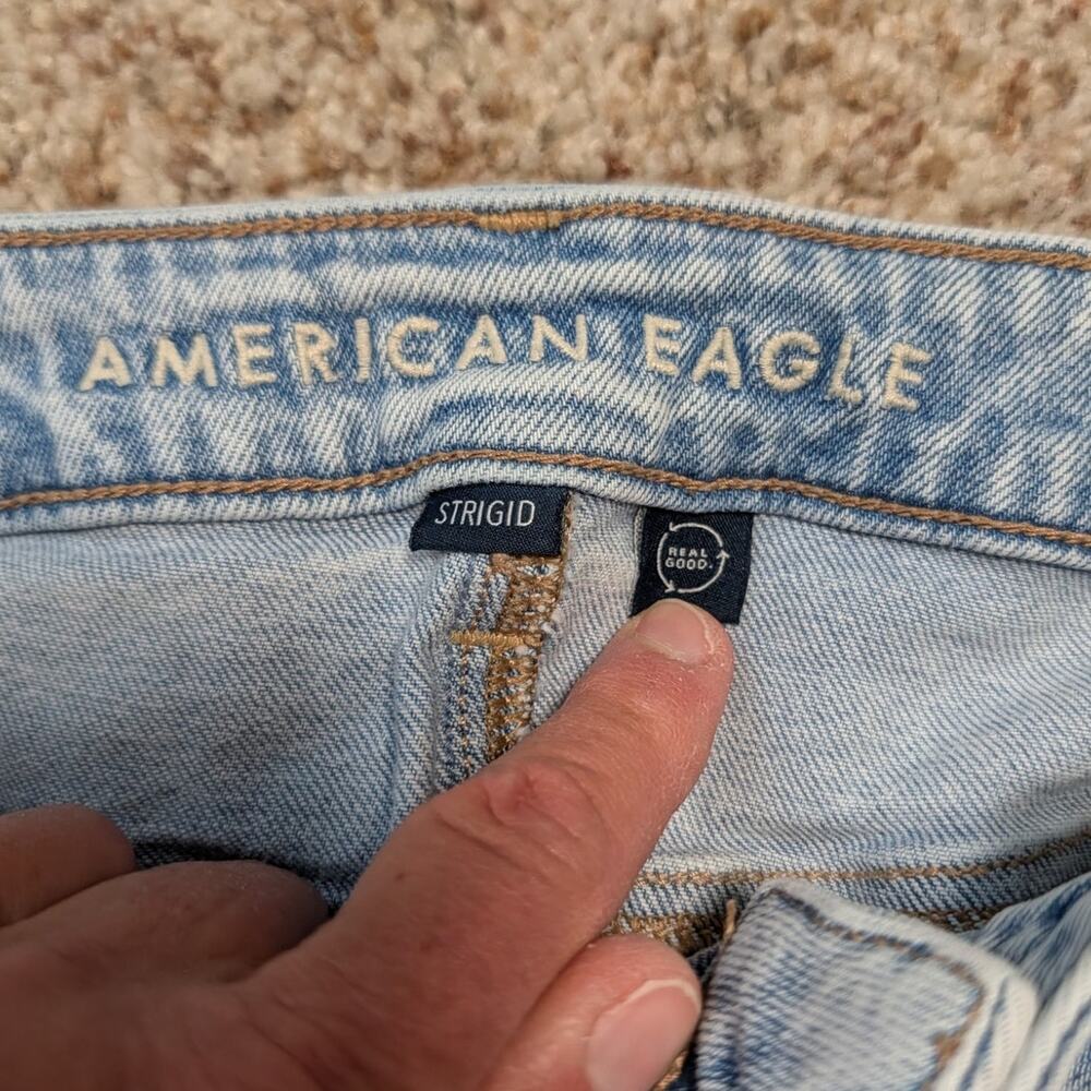American Eagle Women's Mom Jean Strigid Light Wash Denim Cotton Pants 12 X-Short - Picture 9 of 9